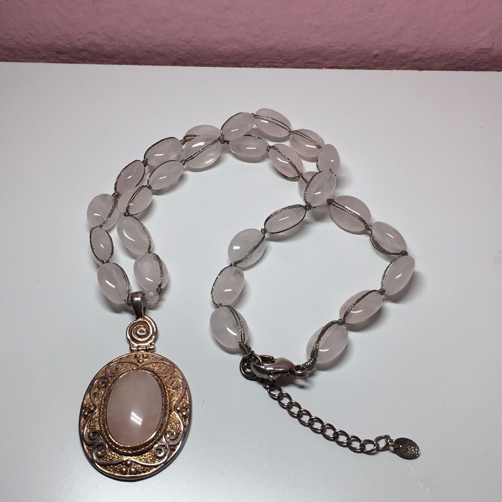 Pink stone necklace